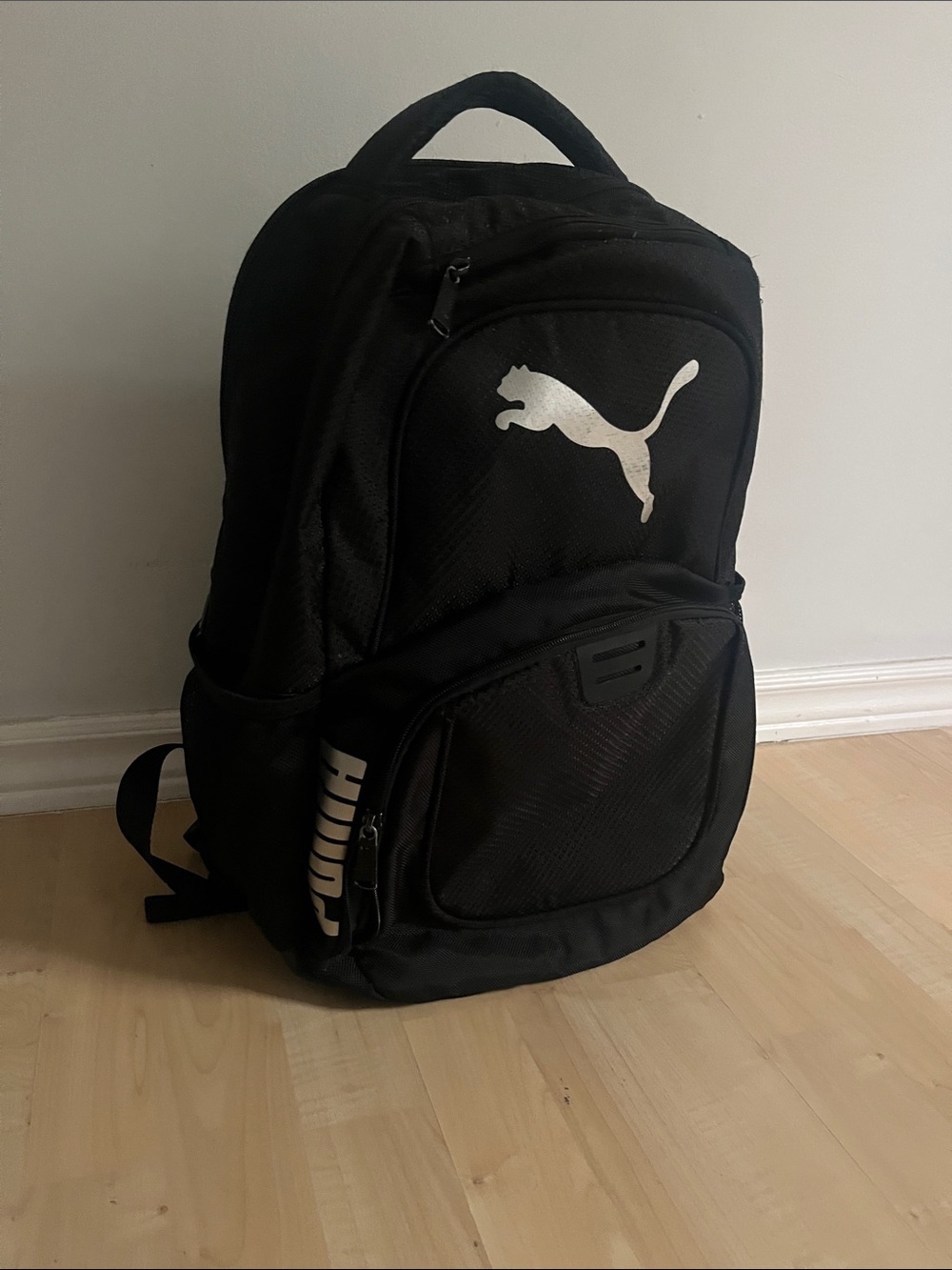 Puma Black Backpack with White Puma Logo